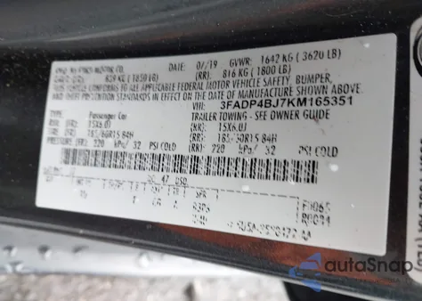 2019 Ford Fiesta Se from USA, damaged, VIN 3FADP4BJ7KM165351